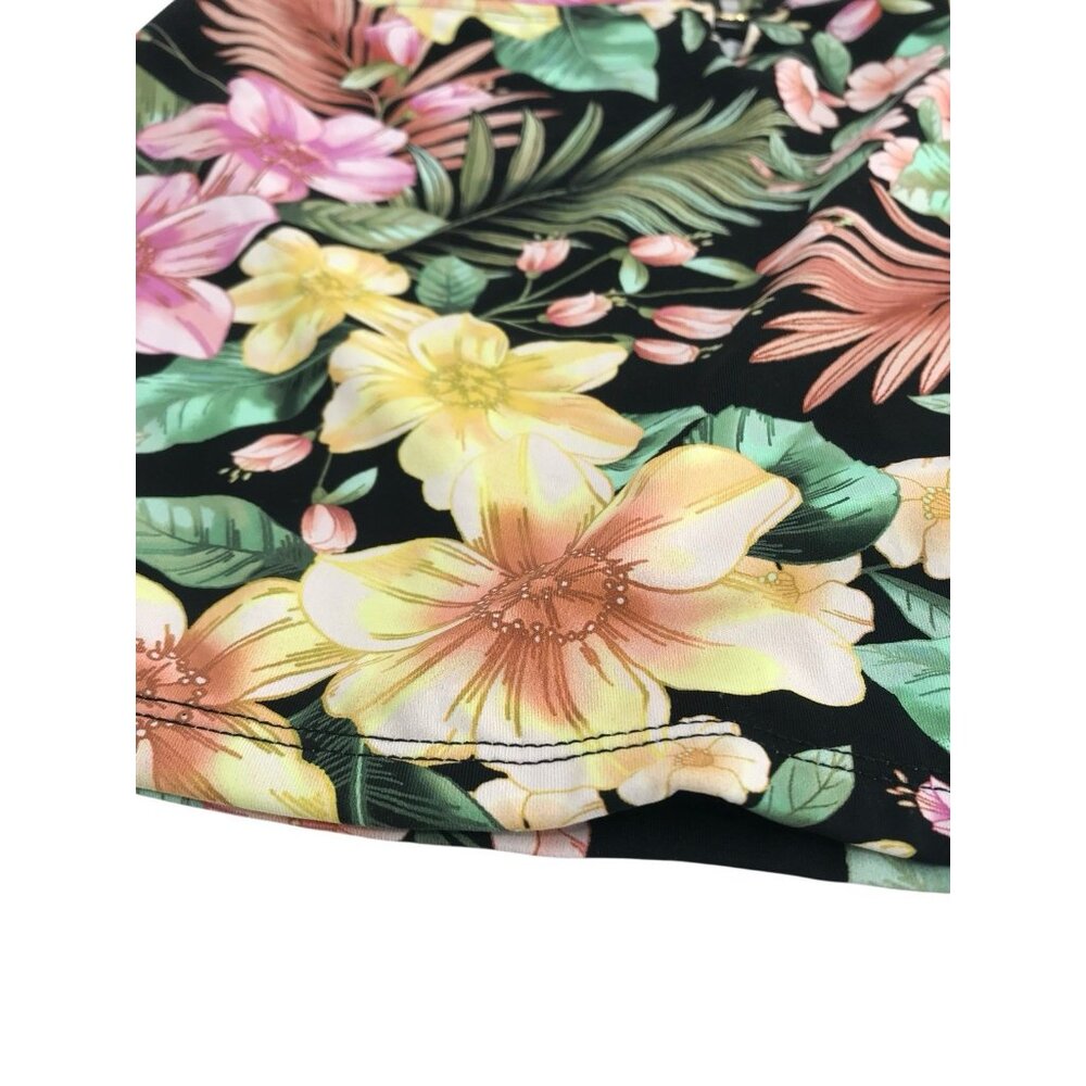 Amavi Tankini Swim Top Womens Size XS Floral Tropical Pink Black Yellow - Picture 2 of 9